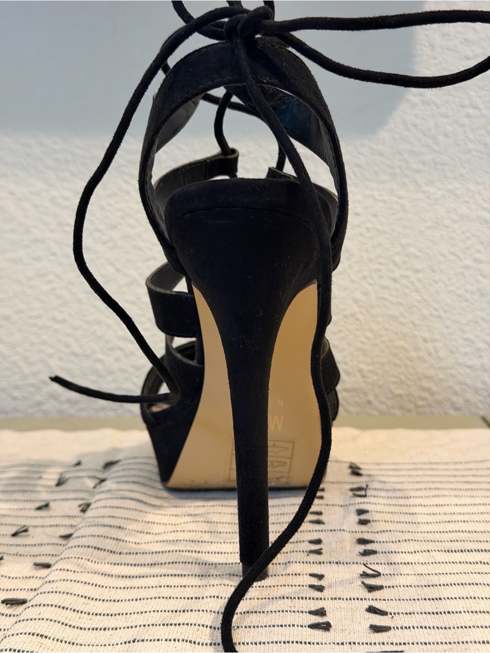Mix No. 6 Black Strappy Lace-Up High Heels - Picture 9 of 11